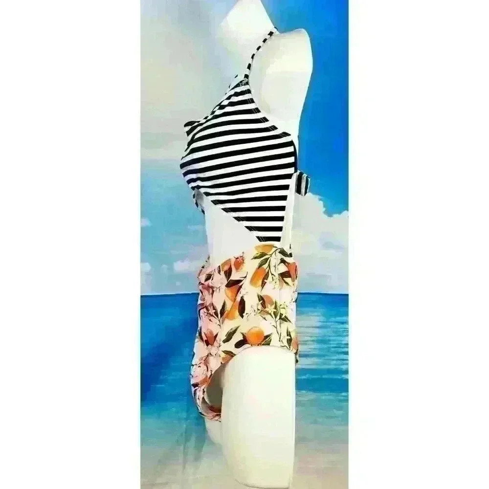 NWT Womans One Piece Faux Bikini MULTI-COLOR Swim Bathing Suit size XL - Picture 4 of 6